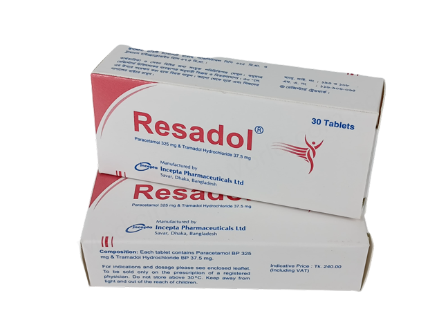 Resadol- 通用的 Paracetamol & Tramadol Hydrochloride- 孟家拉伊斯达制药